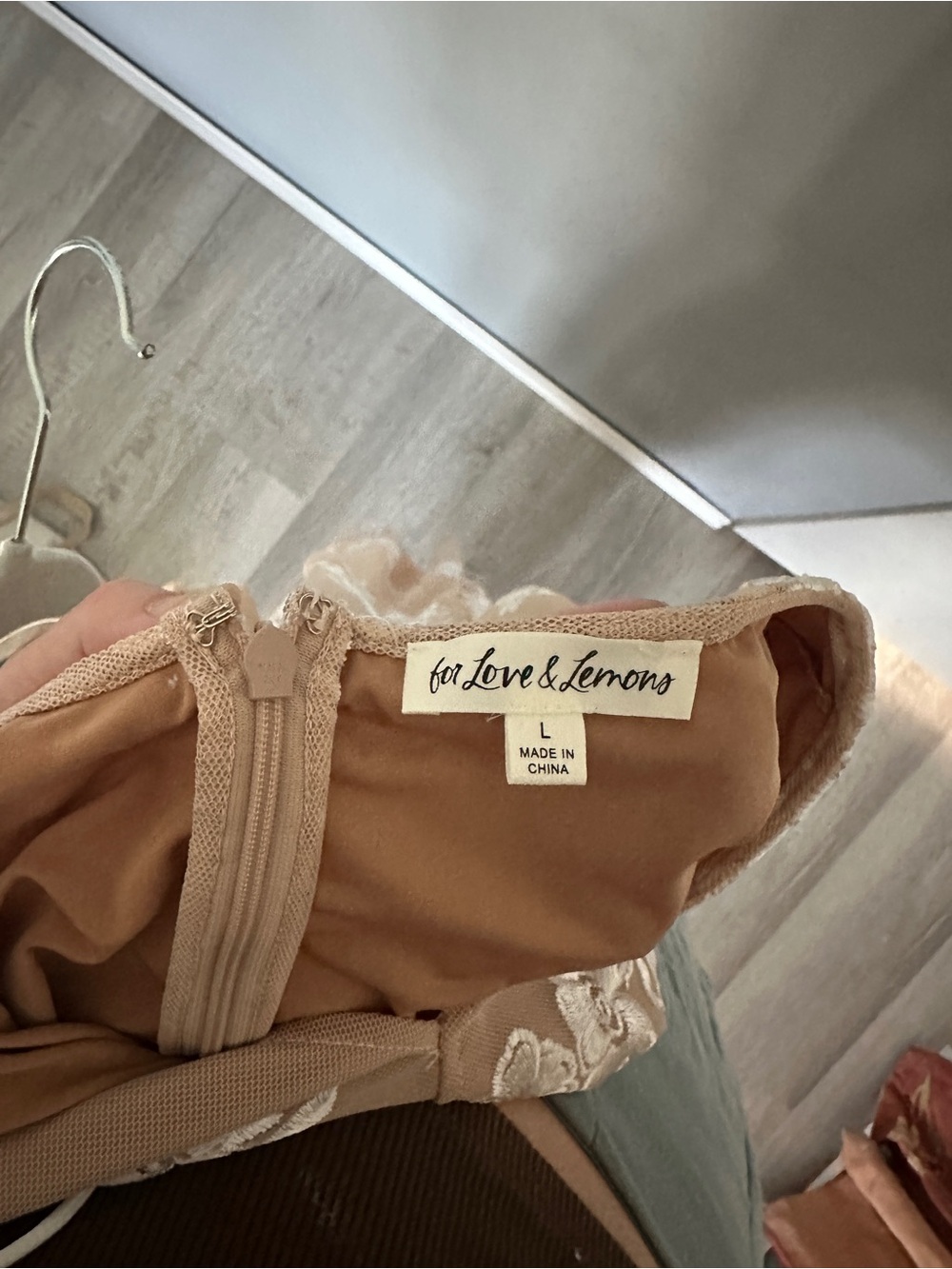 Free People (for love & lemons) Nude Sheer Embroidered Long Sleeve Gown - Picture 5 of 6